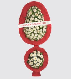 Beyaz Gerberalar Çift Katlı Çelenk