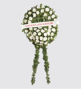 Beyaz Gerberalar Tek Katlı Çelenk